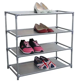 Home Basics Multipurpose 12 Pair Non-Woven Free-Standing Shoe Rack (4-Tier)