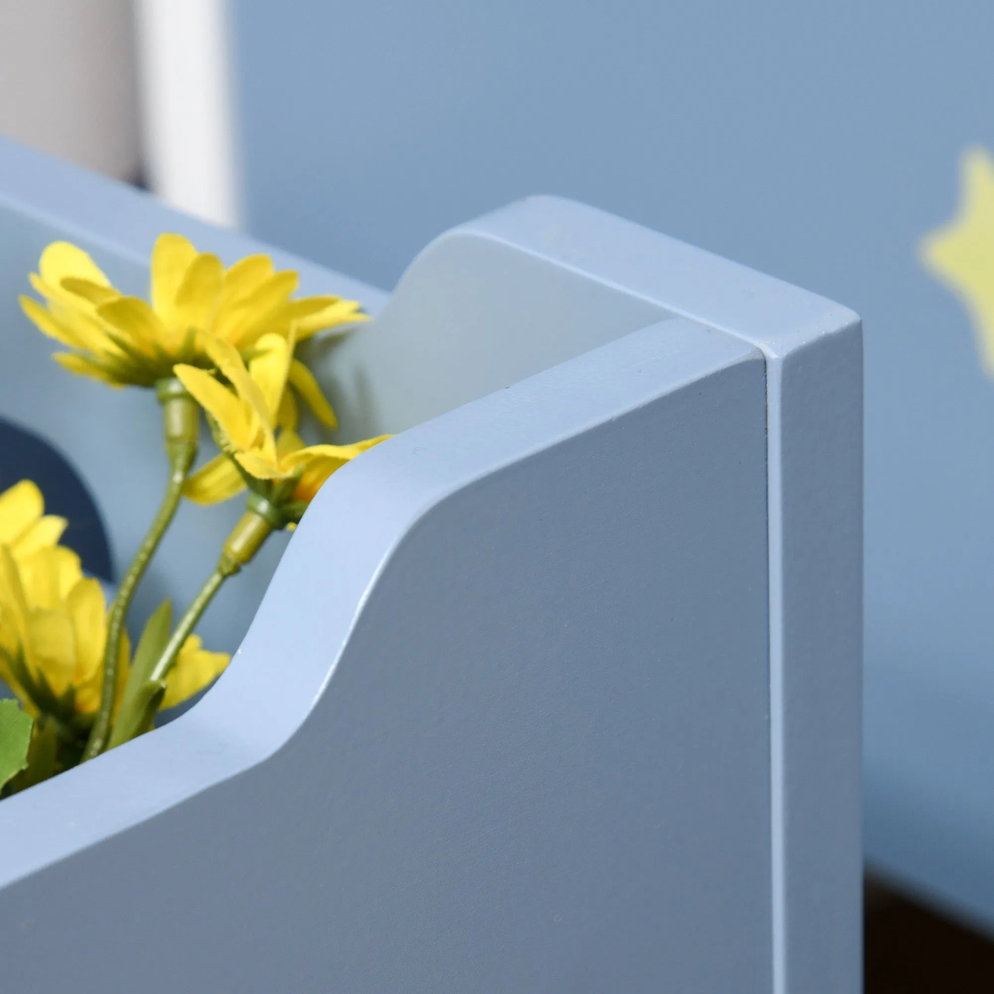 Kids Wooden Toy Box Children Storage Chest Organiser Side Handle Safety Hinge Play Room Furniture Blue
