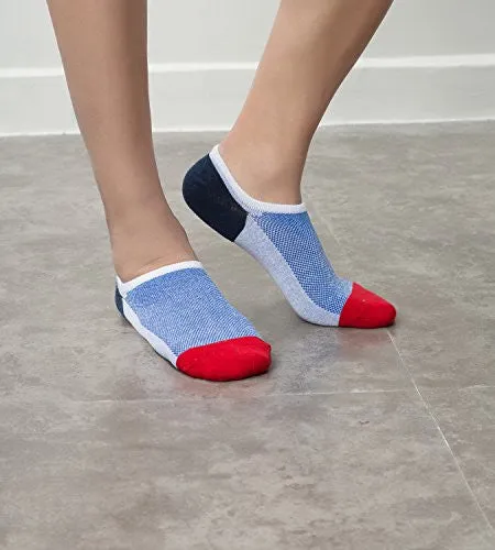 Men's Low Cut No Show Socks 6 Pack Colorful Athletic Running Sport Socks