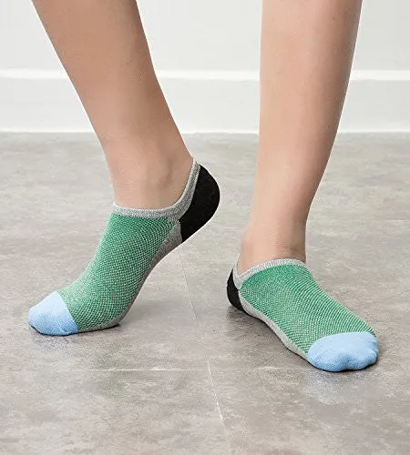Men's Low Cut No Show Socks 6 Pack Colorful Athletic Running Sport Socks