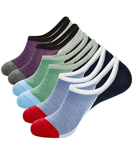 Men's Low Cut No Show Socks 6 Pack Colorful Athletic Running Sport Socks