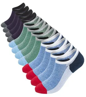 Men's Low Cut No Show Socks 6 Pack Colorful Athletic Running Sport Socks