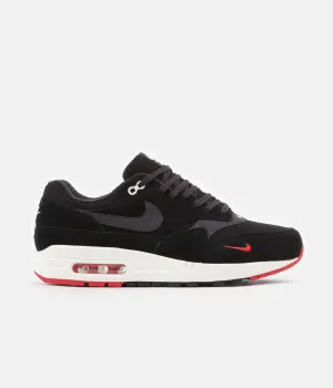 Nike Air Max 1 Premium Shoes - Black / Oil Grey - University Red - Sail