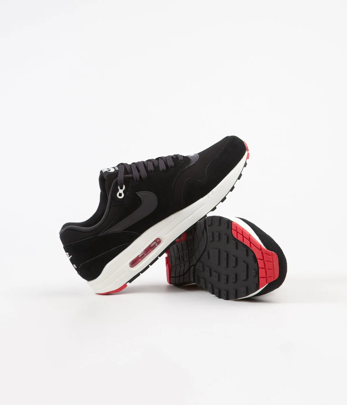 Nike Air Max 1 Premium Shoes - Black / Oil Grey - University Red - Sail