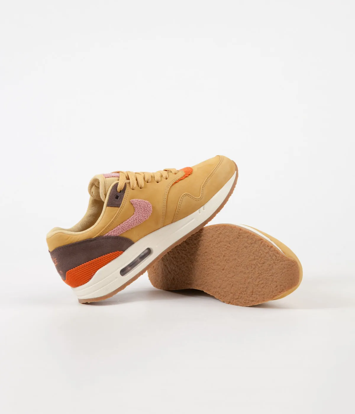 Nike Air Max 1 Shoes - Wheat Gold / Rust Pink - Baroque Brown