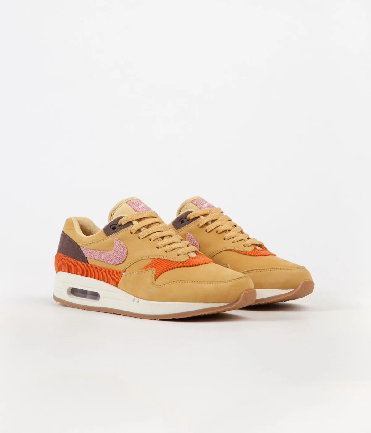 Nike Air Max 1 Shoes - Wheat Gold / Rust Pink - Baroque Brown