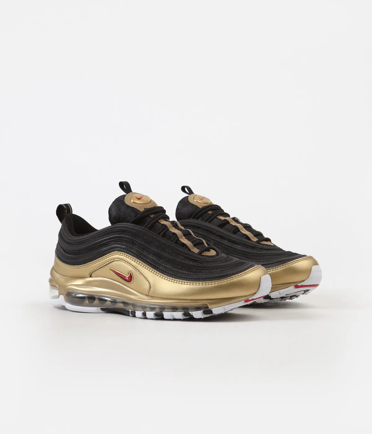 Nike Air Max 97 QS Shoes - Black / Varsity Red - Metallic Gold - White