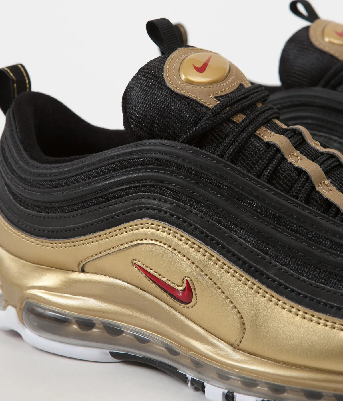 Nike Air Max 97 QS Shoes - Black / Varsity Red - Metallic Gold - White