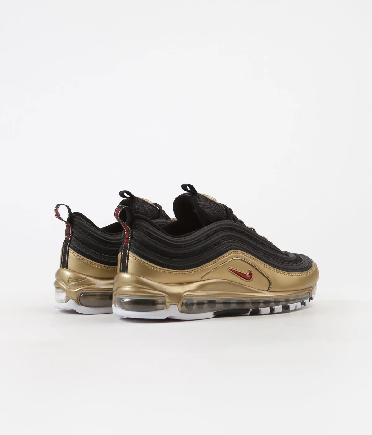 Nike Air Max 97 QS Shoes - Black / Varsity Red - Metallic Gold - White