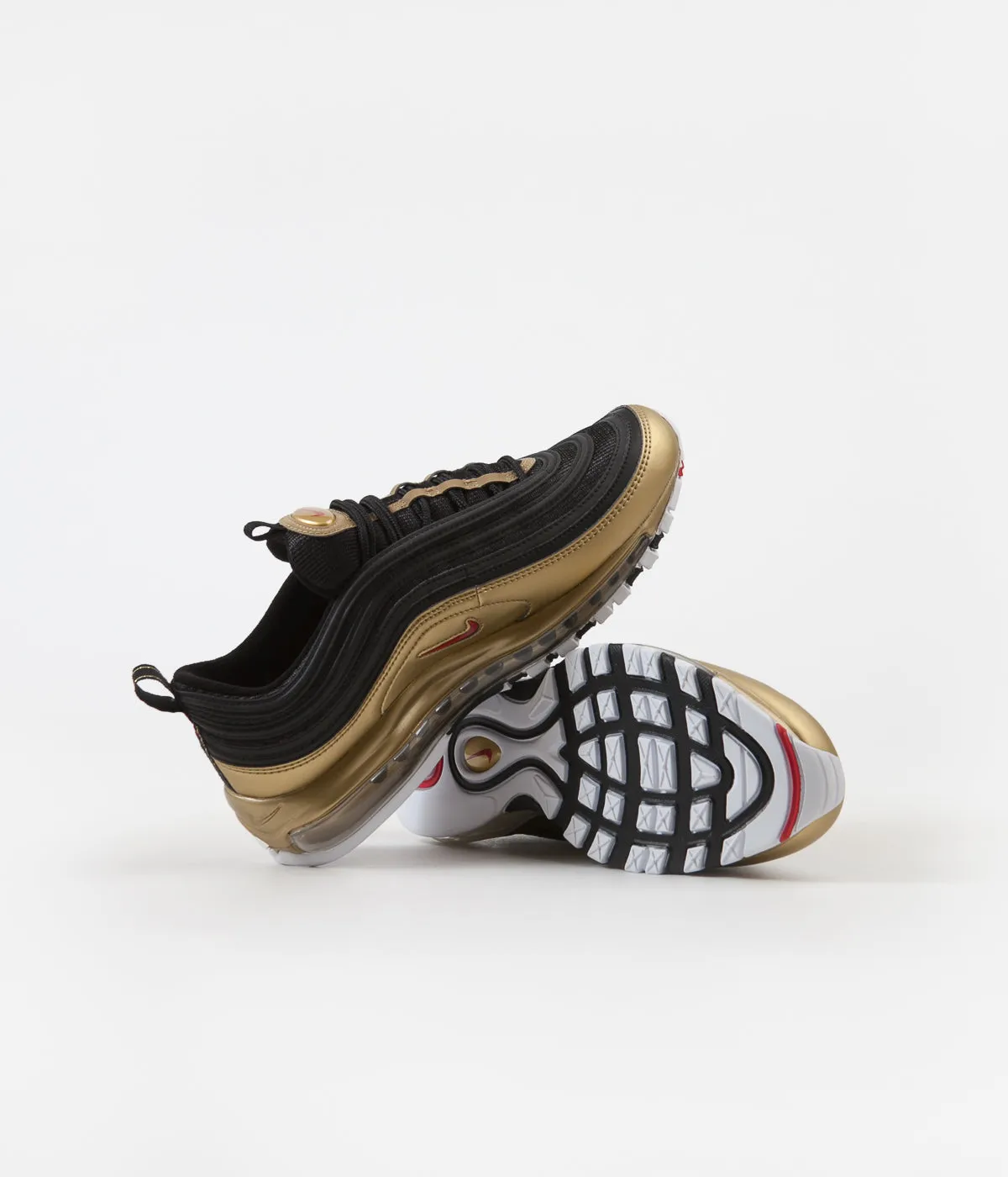 Nike Air Max 97 QS Shoes - Black / Varsity Red - Metallic Gold - White