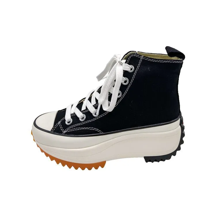 xakxx Foreign Trade plus Size Thick-Soled High-Top Canvas Shoes for Women  Autumn New Sports Casual Shoes Versatile Breathable White Shoes